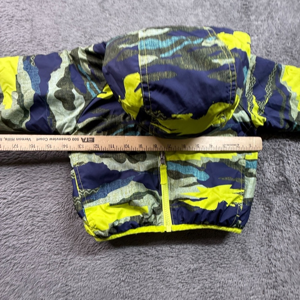 Patagonia Reversible Puff Ball Jacket 2T Navy Camo Yellow Quilted Hooded Zip - Picture 7 of 8